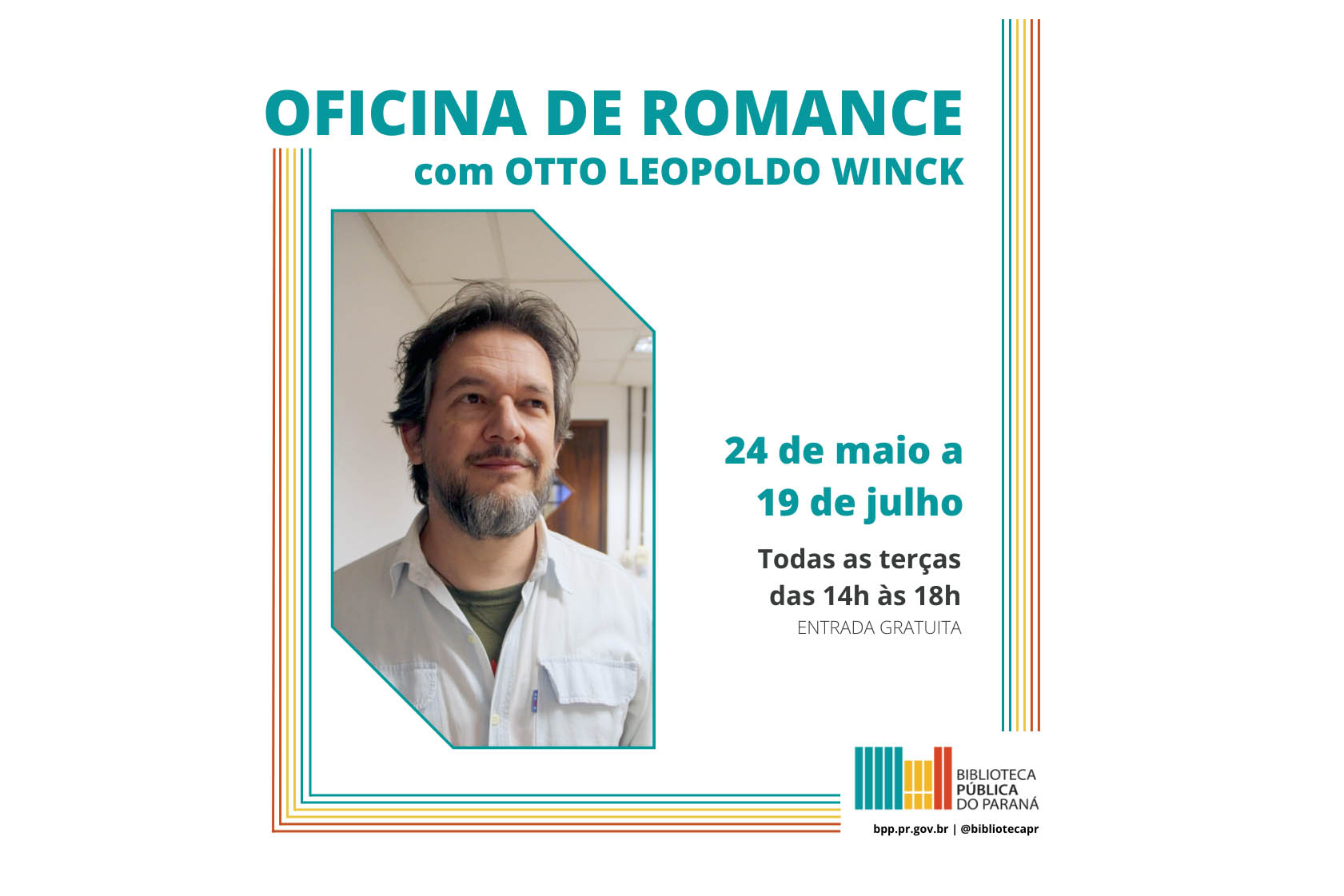 Biblioteca Pública do Paraná abre inscrições gratuitas para oficina literária de romance