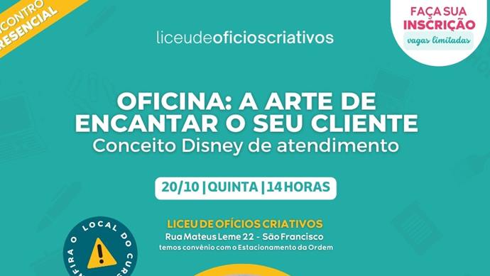 Agenda do Liceu de Ofícios Criativos inclui marketing e atendimento