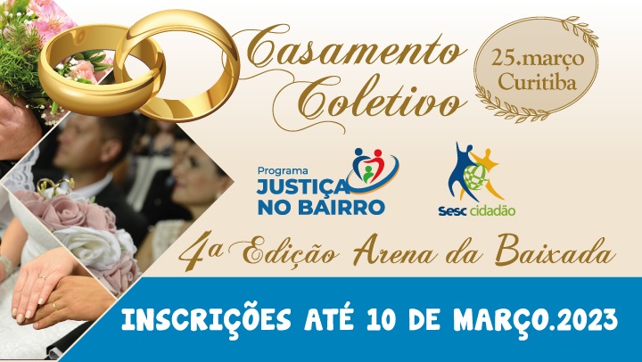 Inscrições para o casamento coletivo gratuito de Curitiba podem ser feitas até o dia 10 de março