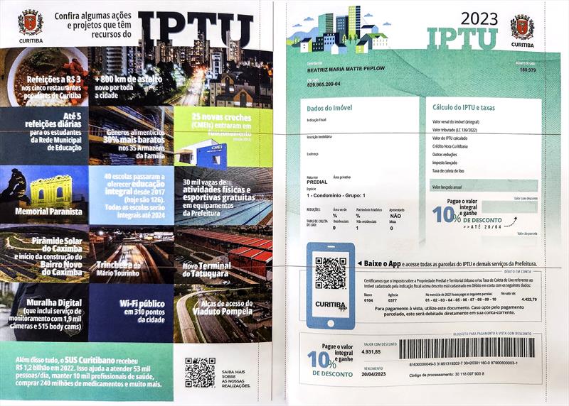 IPTU 2023 já está disponível pelo site e Curitiba App; saiba como gerar o boleto