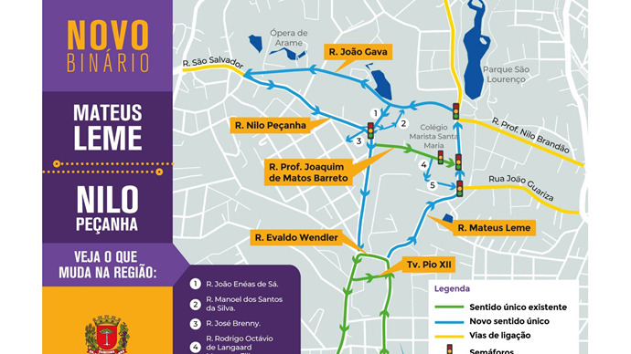 Segunda fase do binário Mateus Leme/Nilo Peçanha vai ser implantada nesta quarta-feira