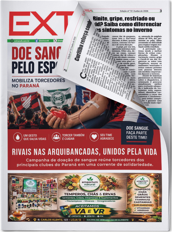 Capa da edição impressa do Extra CWB